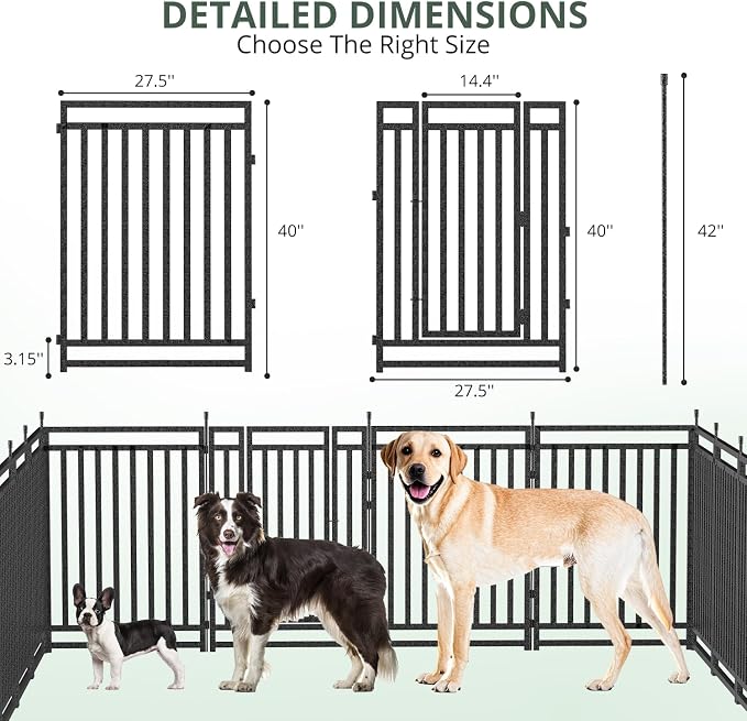 Metal Dog Fence Outdoor for Yard Indoor Dog Playpen 40" Height 24 Panels - Image 4
