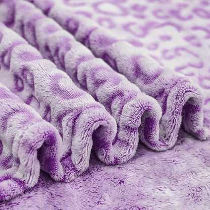 Bnuitland Purple Leopard Print Flannel Throw Blanket, 300 GSM Double Sided - Image 3