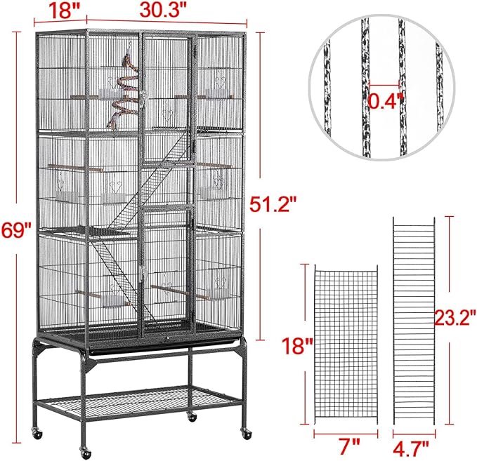 Yaheetech 69-Inch Extra Large Wrought Iron 3 Levels Ferret Chinchilla Sugar - Image 3