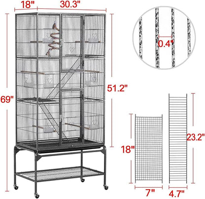 Yaheetech 69-Inch Extra Large Wrought Iron 3 Levels Ferret Chinchilla Sugar - Image 3