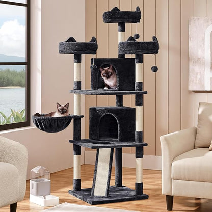 Yaheetech 68.5in Cat Tree for Large Cats, Large Condo, Stable Pet Play House - Image 2