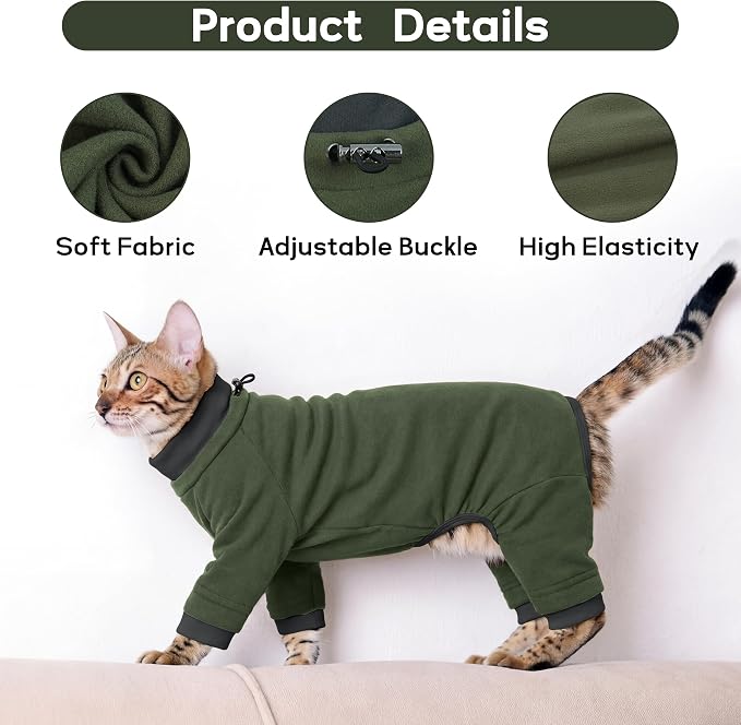 PUMYPOREITY Sticky Hair Cat Clothes, Prevent Loss Pajamas, Soft Sweaters - Image 4
