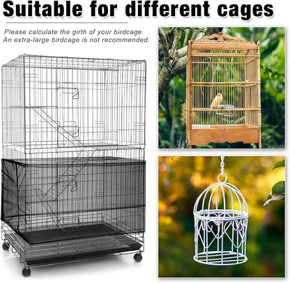 3 Pieces Large Adjustable Bird Cage Cover Seed Feather Catcher Birdcage Nylon - Image 4
