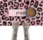 Puppy Feeding Mat 20x12 inch Pink Leopard Print Dog Bowl Placemat Non Slip Mat by HOMETITUTE