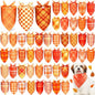 Abbylike 50 Pcs Orange Plaid Dog Bandanas Bulk Check Pattern Bandanas by Abbylike
