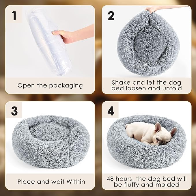 28in Large Dog Bed, Medium Size Dog and Cats, Calming Donut Bed - Image 7