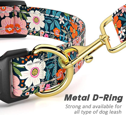 Reflective Dog Collar for Medium Dogs, Cute Flower Theme Adjustable Heavy-Duty - Image 5