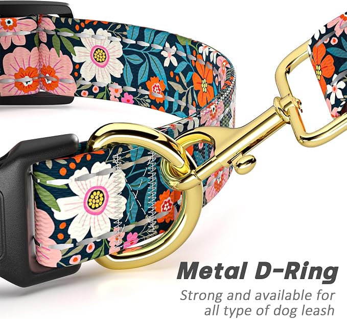 Reflective Dog Collar for Small Dogs, Cute Flower Theme Adjustable Heavy-Duty - Image 5