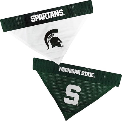 Pets First Collegiate Pet Accessories, Reversible Bandana, Michigan State by PETSFIRST