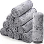 Tegeme 12 Pcs Pet Blankets Soft Fluffy Fleece Dog Cat Warm Paw Print Pattern by Tegeme