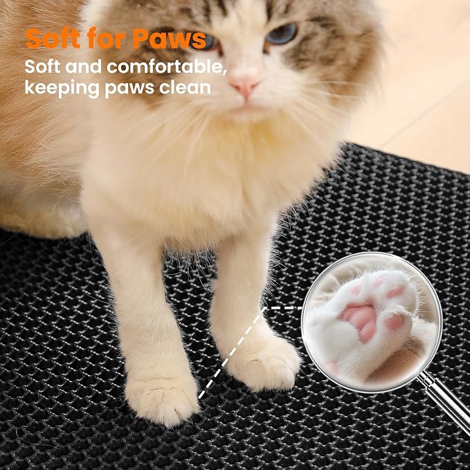 Extra Large Cat Litter Mat, 30x22 Inches Honeycomb Double Layer Cat Litter - Image 7