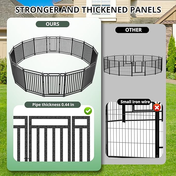 Metal Dog Fence Outdoor for Yard Indoor Dog Playpen 40" Height 24 Panels - Image 2