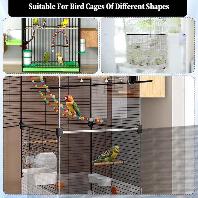 2PCS Adjustable Bird Cage Cover, Bird Cage Seed Catcher, Large Birdcage Cover - Image 7