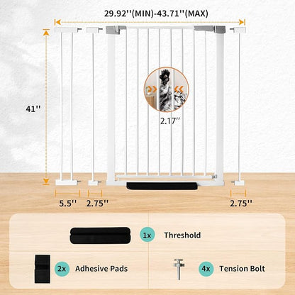 41" Tall Safety Pet Gate, Adjustable 29.92"-43.71" Wide, No Drilling Pressure - Image 2