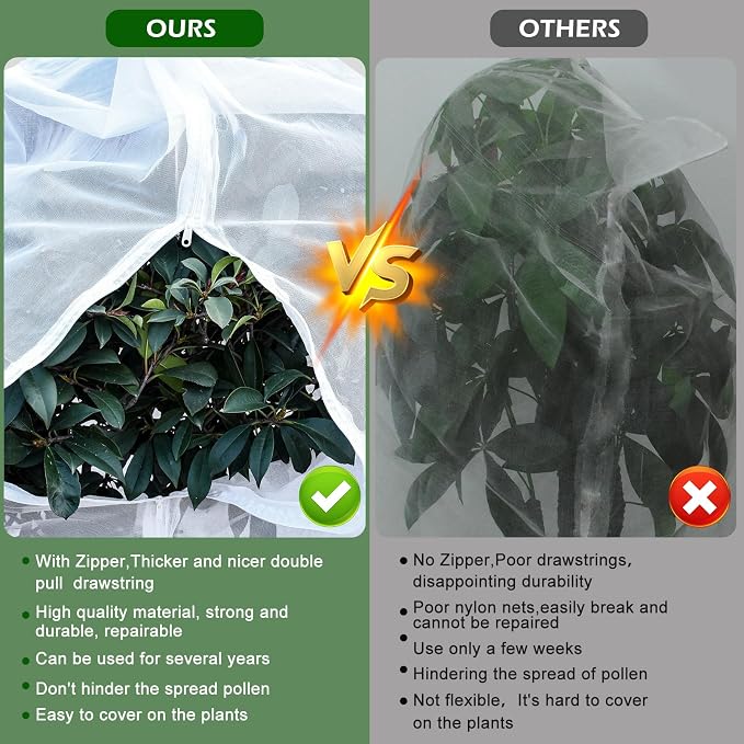2 Pack 6 x 6.6 ft Large Fruits Tree Netting, Garden Mesh Insect Tree Cover - Image 4