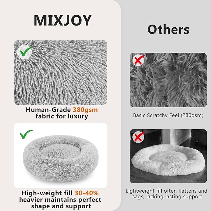 MIXJOY Calming Cat Beds for Indoor Cats, Fluffy Small Cat Cuddler Bed, - Image 4