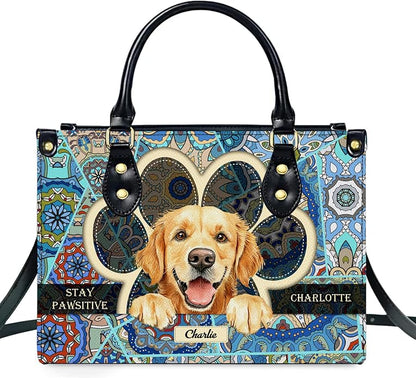 Personalized Pet Mom Leather Handbag – Custom Name Dog Cat Photo Purse - Image 6