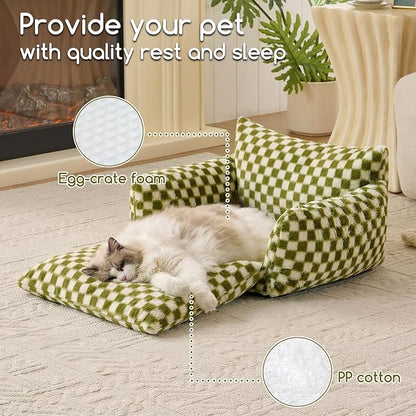 Hollypet Cat Bed Fluffy Plush Mutifuctional Double-Layer Soft Pet Couch - Image 5
