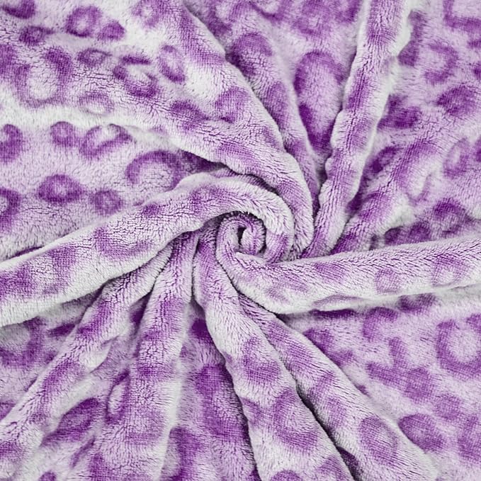 Bnuitland Purple Leopard Print Flannel Throw Blanket, 300 GSM Double Sided - Image 4