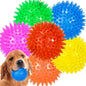 6-Pack 3.5” Squeaky Dog Balls, Durable Soft Spiky Chew Rubber Fetch Toy Balls by LECHONG
