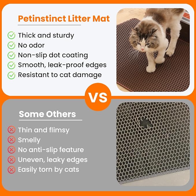 Cat Litter Mat, 24x18 Inches Large Double Layer Honeycomb Cat Litter Trapping - Image 3