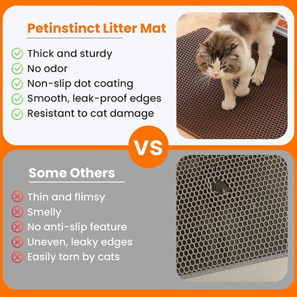 Cat Litter Mat, 24x18 Inches Large Double Layer Honeycomb Cat Litter Trapping - Image 3