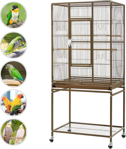 Topeakmart 53.5inch Large Bird Cage Metal Mobile Parrot Cage - Image 3