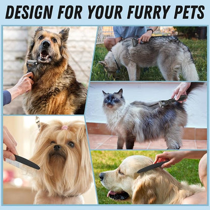 Pet Grooming Combo: Undercoat Rake, Dematting Deshedding Brush - Image 7