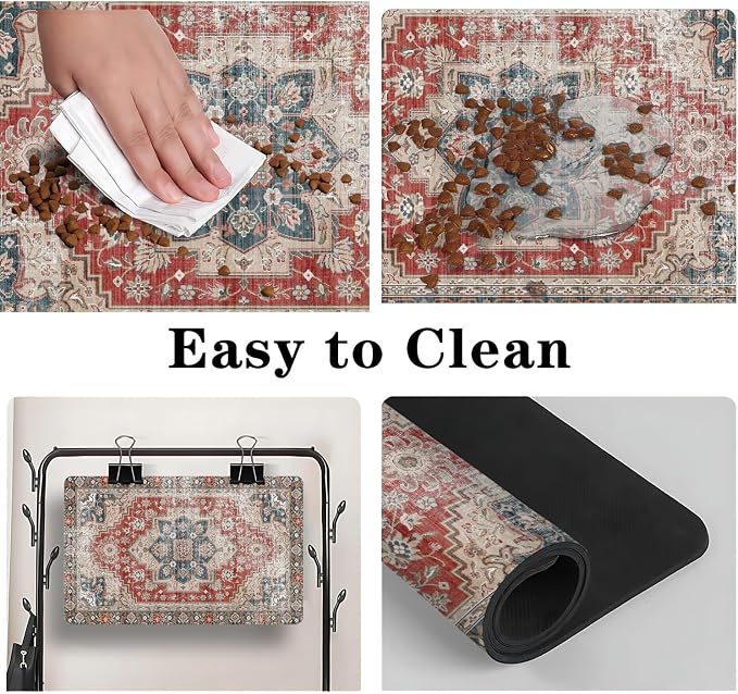 Dog Food Mats for Floors, Absorbent and Quick-Drying Pet Cat Food Mat, - Image 4