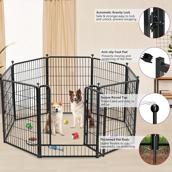 Dog Playpen, 40 inch 8 Panels Dog Fence Outdoor Heavy Duty Dog Pen - Image 3