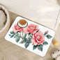 Pink Rose Pet Feeding Mat, Vintage Absorbent Quick-Dry Cat Dog Food and Water by Unknown