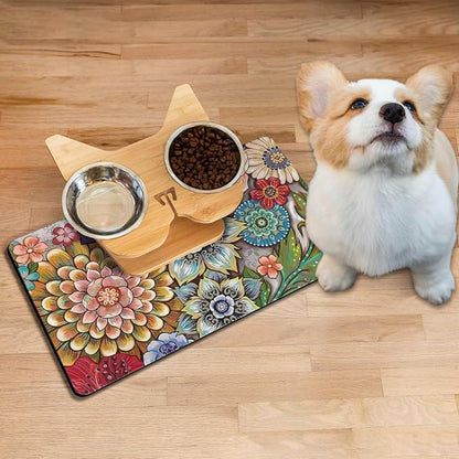 Absorbent Pet Dog Bowl Mat for Food and Water, Pet Cat Food Feeding Mat - Image 2
