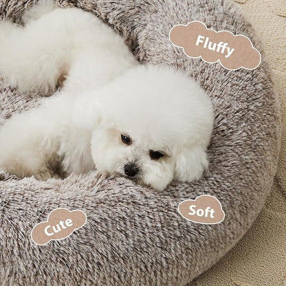 WNPETHOME Calming Dog Bed & Cat Bed, Anti-Anxiety Donut Small Dog Bed, Fluffy - Image 2