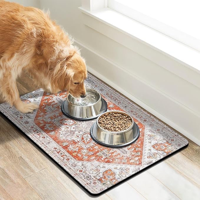 Dog Food Mats for Floors, Absorbent Quick Dry Pet Cat Food Mat, Dog Bowl Mats - Image 2