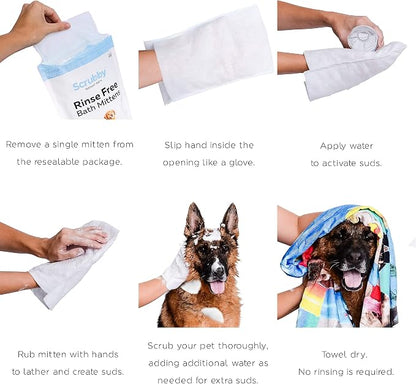 No Rinse Pet Wipes | Rinse Free Shampoo Mittens | Dogs & Cats | Bath Wipes - Image 4