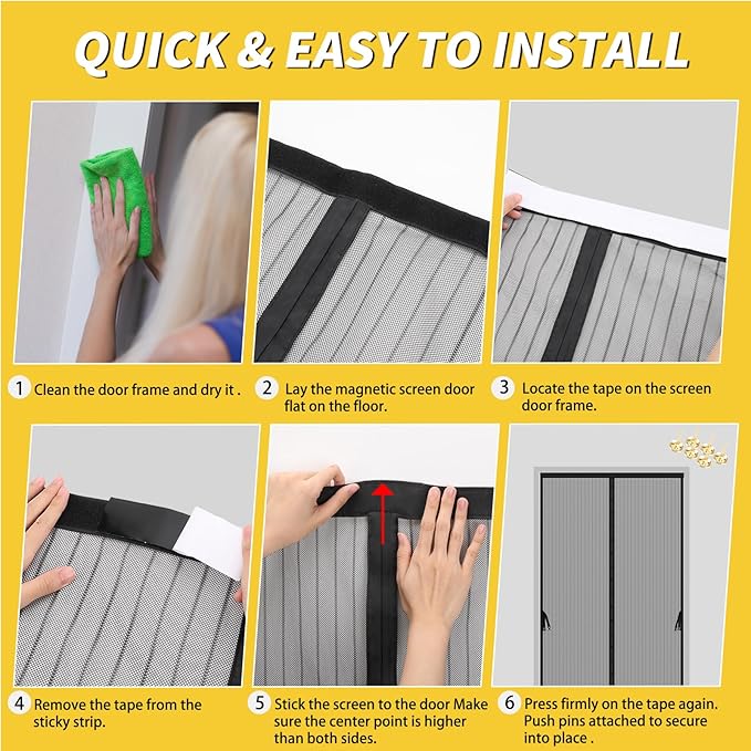 Magnetic Screen Door- Fit for Door Size:36x80 Inch, Screen Itself Size:38"x82" - Image 6