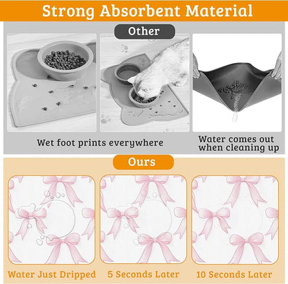 Pet Feeding Mat, Non-Slip Water Bowl Placemat, Pet Supplies 16" x 24" - Image 3