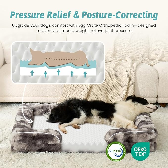 Self Warming Dog Bed for Large Size Dog, Faux Fur Orthopedic Puppy Sofa - Image 4
