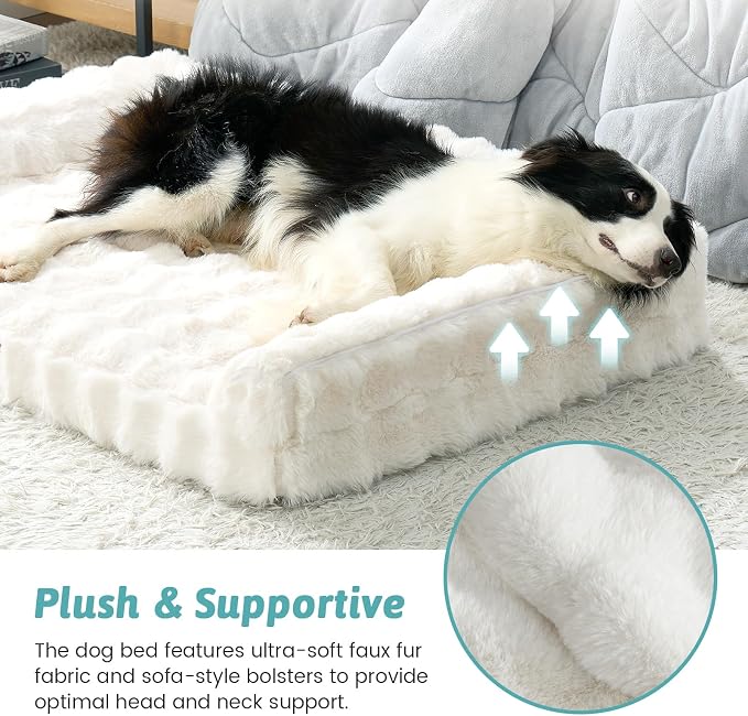 Faux Rabbit Fur Orthopedic Dog Bed, Large Dog Bed, Supportive Foam Pet Sofa - Image 4