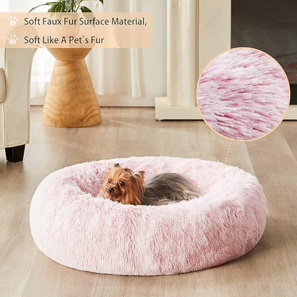 WNPETHOME Calming Dog Bed & Cat Bed Donut, Faux Fur Self-Warming Donut Cuddler - Image 2