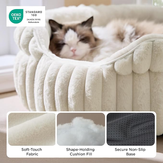 Bedsure ComfyFleece™ Cat Bed, Washable Round Cute Cat Beds - Image 3