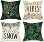 Fahrendom Winter Vibes Green Decorative Throw Pillow Covers 18 x 18 Set of 4 by Fahrendom