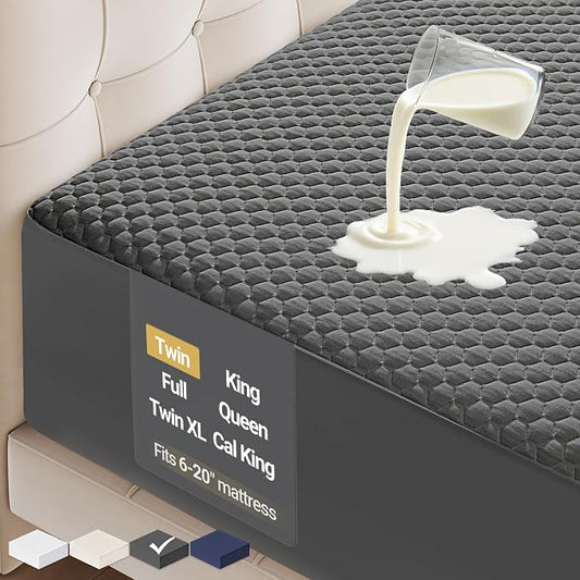 OhGeni 100% Waterproof Mattress Protector, Twin-Gray Size Mattress Pad by OhGeni