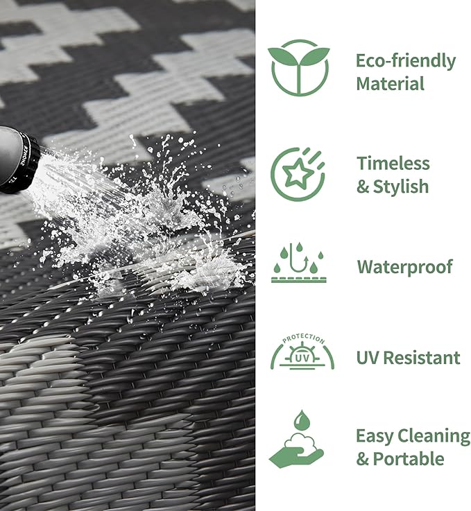 GENIMO Outdoor Rug for Patio Clearance, Reversible Plastic Straw Rugs for RV - Image 5