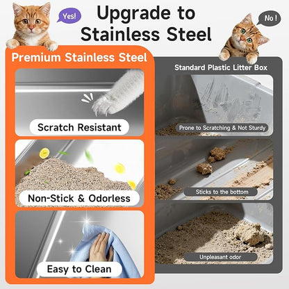Stainless Steel Cat Litter Box, Odor Free Metal Litter Box - Image 4