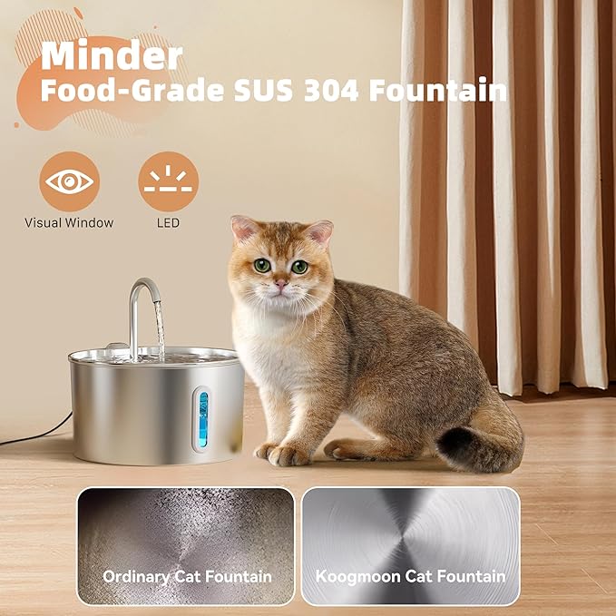 Cat Water Fountain Stainless Steel: 74oz/2.2L Cat Fountain - Image 3