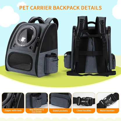 Bubble Cat Backpack Carrier, Expandable Cat Carrier Backpack, Breathable Pet - Image 7