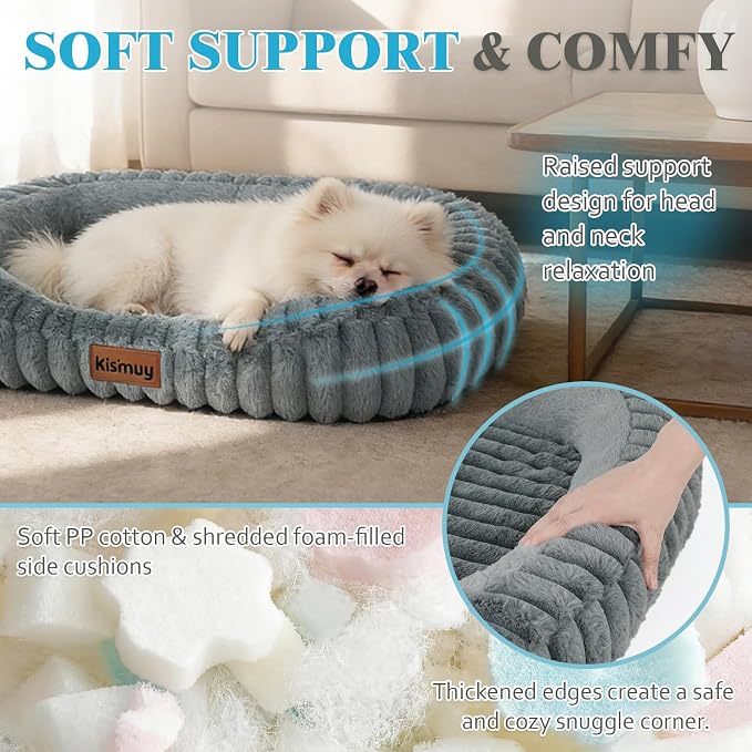 Cute Washable Dog Bed for Small Dogs -Soft Plush Calming Puppy & Cat Bed - Image 3
