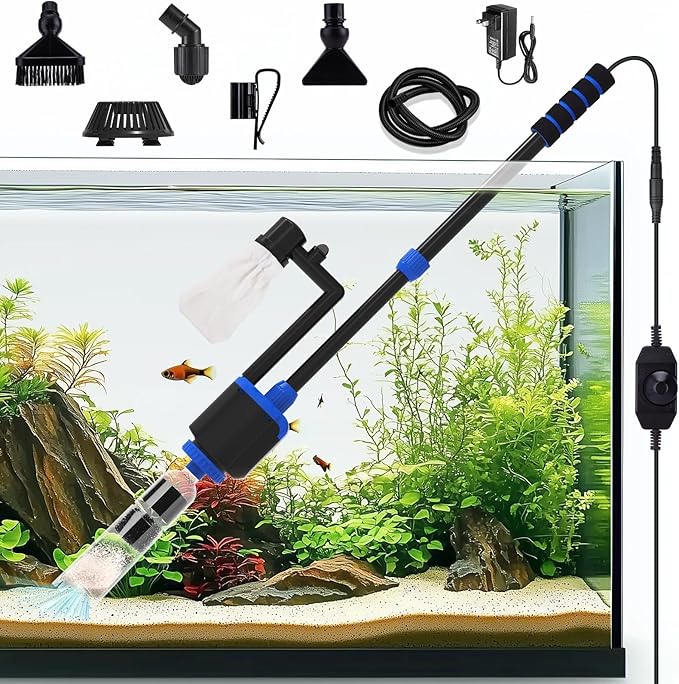 AQQA DC 36W Electric Aquarium Vacuum Gravel Cleaner 6-in-1 Multifunctional Fish by AQQA