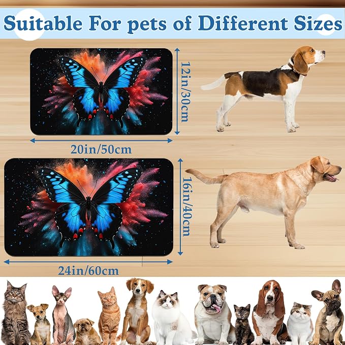 Blue Butterfly on Blooming Pet Feeding Mat–Christmas Stocking Quick Dry - Image 2